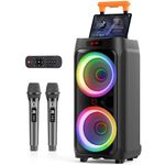 JYX Karaoke Machine with 2 Wireless Microphones for Adults, 8" Subwoofer Big Bluetooth Speaker with 500W Peak Power,PA System with DJ Light, Rolling Wheels and Trolley,Perfect for Outdoor Party (T9)