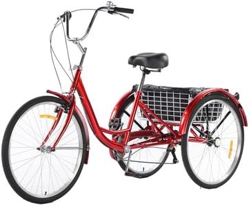 GarveeLife 3 Wheel Bikes for Adults, 7 Speed Tricycles for Adults, 26 inch Adult Tricycles for Women Men Seniors with Dual Chain, Rear Basket and Bag, Adult Trikes for Shopping, Beach and City, Red