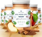 TrueSeaMoss Wildcrafted Irish Sea Moss Gel - Made with Dried Seaweed & Fresh Sea Vegetables, Seamoss - Made in USA (Apple/Cinnamon, Pack of 5)