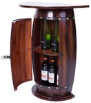 Wooden Wine Barrel Console, Bar End Table Lockable Cabinet