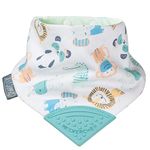 Cheeky Chompers Baby Bibs with Teether | 2 months+ Teething Bibs, Toddler Bibs | Reversible Dribble Bib & Baby Teether | Multi-Award Winning Neckerchew (Cheeky Animals, Single)