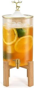Glass Drink Dispenser with Stand, 2.11 Gallon Glass Beverage Dispenser with Spigot, Punch Dispenser for Parties, Party Drink Dispenser for Lemonade, Juice, Punch, Water, Outdoor, Daily Use