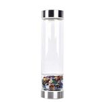 Inner Gem Crystal Elixir Water Bottle, 16oz Stone Infuser Bottle Wellness Glass and Stainless Steel with Chalkra Crystals for Healing and Rose Energy (Colored Agate)