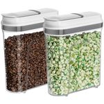 MR.SIGA 2 Pack Airtight Cereal Dispenser Set, Cereal Containers Storage Dispenser, BPA Free, 1.3 L / 1.37 qt, Medium, White