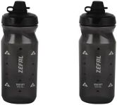 ZEFAL Pack Sense Soft 65 No-Mud - Double Pack Bicycle and Mountain Bike Water Bottles - Soft and Odourless Sports Bottle - BPA-Free Water Bottle - Silicone Valve - Smoke Black, 2 x 650 ml