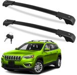 FengYu Roof Rack Cross Bars 220lb Compatible with Jeep Cherokee 2014-2023, Heavy Duty Lockable Aluminum Roof Rails Crossbars Cargo Bars Canoe Rooftop Black Carrier Luggage