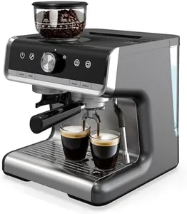 GarveeHome Espresso Machine 20 Bar With Grinder & Steam Wand – All In One Espresso Maker & Espresso Machine With Grinder for Home, Dark Gray