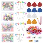 Glarks 261Pcs Sewing Pins Straight Pins Set, Including Flat Head Quilting Pins with Flower, Butterfly, Bow Tie and Button, Sewing Clips, Sewing Chalk for Fabric, Jewelry DIY, Craft and Sewing