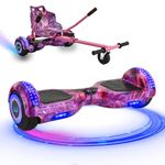 Gift Gadgets G1 Galaxy Pink Hoverboard & Hoverkart Bundle | Self-Balancing 6.5" Scooter with LED Lights & Bluetooth | Hoverboard and Kart Bundle | Hoverboard Go Kart Bundle for Kids, Teens, and Adults