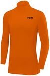 TCA Mens' and Boys' SuperThermal Compression Base Layer Football Running Top Long Sleeve Thermal Under Shirt - Mock Neck - Orange, 10-12 Years