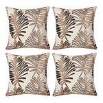 GUOIOOI Pack of 4 Decorative Throw Pillow Covers, Embroidery Cotton and Linen Square Modern Cushion Cover for Couch Sofa Bed Girls Room, 18 X 18 Inch (Color : Brown)