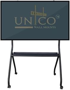Unico Adjustable Floor TV Stand Metal Black Powder Coated, Trolley Stand with Wheels, Full Motion Floor Mount Suitable for 40" to 100" with Adjustable Height Led/LCD Mobile TV Cart Movable TV Mount