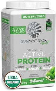 Vegan Protein Powder Plant-Based USDA Organic BCAAs | 30g Protein per Serving | Premium Sugar Free, Gluten Free Non-GMO Dairy Free | Unflavored, 20 Servings | Active Sport Protein Powder