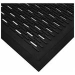 Wearwell Natural Rubber 224 UpFront Scraper Grease Resistant Mat, Slotted, for Outdoor Entrances, 3' Width x 5' Length x 5/16" Thickness, Black