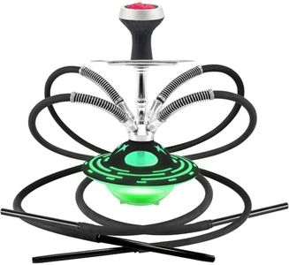QiQiCi Hookah Set Shisha Hookahs UFO Model Complete Hookah Accessories With LED hookah 4 Hose Coal Tongs Better Hookah Narguile Smoking (UFOset)