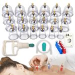 CA Professional Cupping Therapy Set 24 Cups Korean Cupping Set with New Suction Pum Cupping Kit for Body Cellulite Muscle Massage, Pain Relief, Physical Therapy