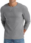 NITAGUT Mens Waffle Crewneck Shirts Slim Fit Long Sleeve Casual T-Shirt,Dark Gray, XX-Large