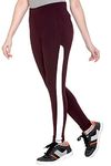 YAIYAI Women's Skinny Fit Yoga Gym Dance Workout and Active Sports Fitness Side Striped Leggings Tights for Women|Girls Wine