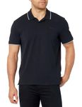 Calvin Klein Mens Stretch Pique Solid Tipped Polo, Classic Black, Small