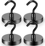 LOVIMAG Black Magnetic Hooks Heavy Duty, 110lbs Strong Neodymium Magnet Hooks with Epoxy Coating for Cruise Cabins, Magnets with Hooks for Locker, Classroom, Kitchen,Office,Metal Door etc-4 Pack