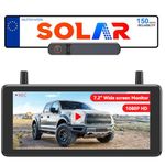 AUTO-VOX 7.2" Solar Wireless Reversing Camera with DVR Loop Recording: HD 1080P, Quick 2-Min Install, Split Screen Reverse Camera Kits for Car, Van, SUV, Truck & Motorhome