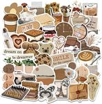 Vintage Art Aesthetic Stickers, 60 Pcs Artistic Brown Vinyl Waterproof Stickers for Laptop Water Bottles Journaling Scrapbook Computer Travel Case Guitar Luggage Decals for Kids Teens (Brown Vintage)