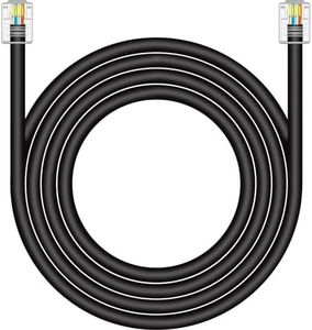 NECABLES CAT5 / CAT5e RJ11 Data Cable DSL Cable 25ft High-Speed DSL Modem Cable Twisted Wire UTP RJ11 6P4C Male to Male Black - 25 Feet