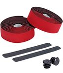 BBB Cycling Bike Handlebar Tape Road Bike Diamond Pattern For Strong Grip Shock Absorption Includes Handlebar Plugs FlexRibbon BHT-14, Red