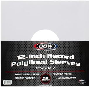 (50) BCW Brand 12" Record White Paper Inner Sleeves