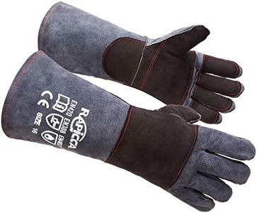 RAPICCA Animal Handling Gloves Bite Proof Double Leather Reinforced Padding Dog,Cat Scratch,Bird Handling Falconry Gloves Grabbing Reptile Squirrel Snake Bite 16in Grey-Black