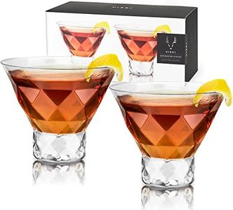 Viski Crystal Martini Glasses, Clear, 5249TBV 7.5 oz