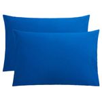 FLXXIE 2 Pack 100% Brushed 1800 Microfiber Plain Queen Pillowcases, Wrinkle and Stain Resistant, Soft and Cozy Envelope Closure Bed Pillow Cases, Cobalt Blue, 50x75 cm