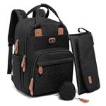 Diaper Bag Backpack with Portable Changing Pad, Pacifier Case and Stroller Straps, Dikaslon Large Unisex Baby Bags for Boys Girls, Multipurpose Travel Back Pack for Moms Dads,Black