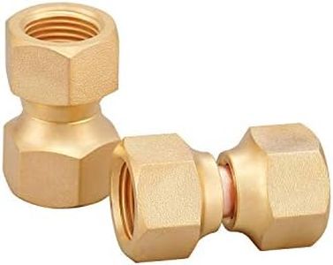 Minimprover 2 PCS Brass 3/8" Female Flare by 3/8" Female Flare Swivel Brass Adapter,Female Swivel Nut,Flare Tube Fitting,Valve Connector