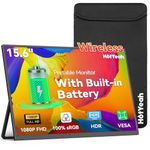 15.6“ Wireless Portable Monitor Battery-Powered, Support AirPlay Miracast, 1080P IPS Monitor USB-C HDMI External Display, 2nd Screen for Laptop MacBook PC Phone Tablet, w/Built-in Battery(4-5H)