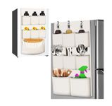 homyfort Mini Fridge Organizer Caddy, Over Fridge Storage Hanging Organizer, Dorm Fridge Organizers and Storage Shelf with 15 Pockets for College Dorm and Office (Beige)