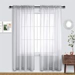 Silver Curtains 96 Inches Long for Living Room 2 Panel Sets Rod Pocket Glam Light Gray Sheer Curtains for Bedroom Grey 52x96 Inch Length