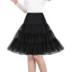 SHIMALY Women's 50s Vintage Petticoat 26" Crinoline Rockabilly Tutu Skirt (L-XL,Black)