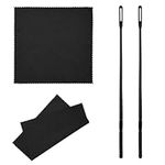 Teaaha 4 Pcs Flute Cleaning Kit, 2PCS Flute Cleaning Cloth with 2PCS Flute Cleaning Rod, Professional Flute Cleaner Flute Accessories for Taking Care of Your Instrument(Black)