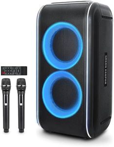 GKD62 Karaoke Machine for Adults Kids, 400W Portable Bluetooth Party Speaker with 2 Wireless Microphones, Built in AI Vocal Removal & Mic Priority, Records, Radio, Loud Sound for Home, DJ, Outdoor