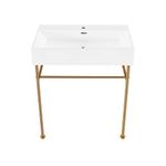 Claire 30" Ceramic Console Sink White Basin Brushed Gold Legs