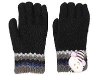 FabSeasons Baby Girls Acrylic Wool Winter Gloves (GLK14black_Black_Medium)