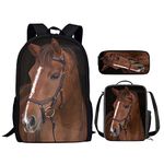 HELLHERO Black Horse Backpack for Middle School Girls Boys Back Packs Preschool Kindergarten Elementary Schoolbag Children Student Bookbag Women Travel Rucksack Hiking Camping Satchel