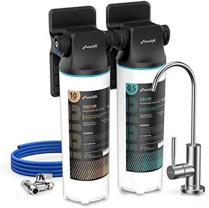 Frizzlife DW10F Untertisch-Wasserfiltersystem mit gebürstetem Nickelhahn, NSF/ANSI 53&42 zertifizierte Elemente, reduziert 99,99% Blei, Chlor, Fluorid, schlechten Geschmack & Geruch, 0,5 Mikron