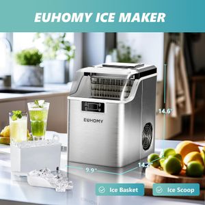 EUHOMY Countertop Ice Maker – 24kg Daily Capacity