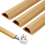 INCETUE Cable duct wood look for floor, cable duct, round, self-adhesive, cable ducts flat for hiding cables, PVC cable strip floor, 3 x 1.2 x 30 cm x 13 pieces, light brown