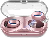 Mini Wireless Earbuds, Bluetooth Earphones with 2 Mic, Touch Control V5.0 Earpieces, IPX8 Waterproof, Wireless Mini Twins Stereo Sport Headphones, for iPhone/Samsung/Android(Rose Gold)