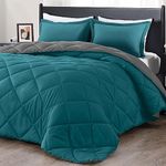 downluxe California King Comforter Set - Ocean and Grey Cal King Comforter Set, Soft Bedding Sets for All Seasons - 3 Pieces - 1 Comforter (104"x96") and 2 Pillow Shams(20"x36")