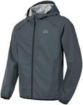 Rdruko Mens Lightweight Waterproof Jacket Packable Thin Rain Coat Outdoor Camping Hiking Running Cycling Windbreaker Hooded Jacket Grey S