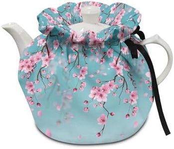 Suobstales Cherry Blossom Print Tea Cozies for Teapot, Portable Kettle Cover Tea Kettle Quilt Tea Cosy Cotton Kettle Tea Pot Cover Dust Proof Insulated Keep Warm, Blue